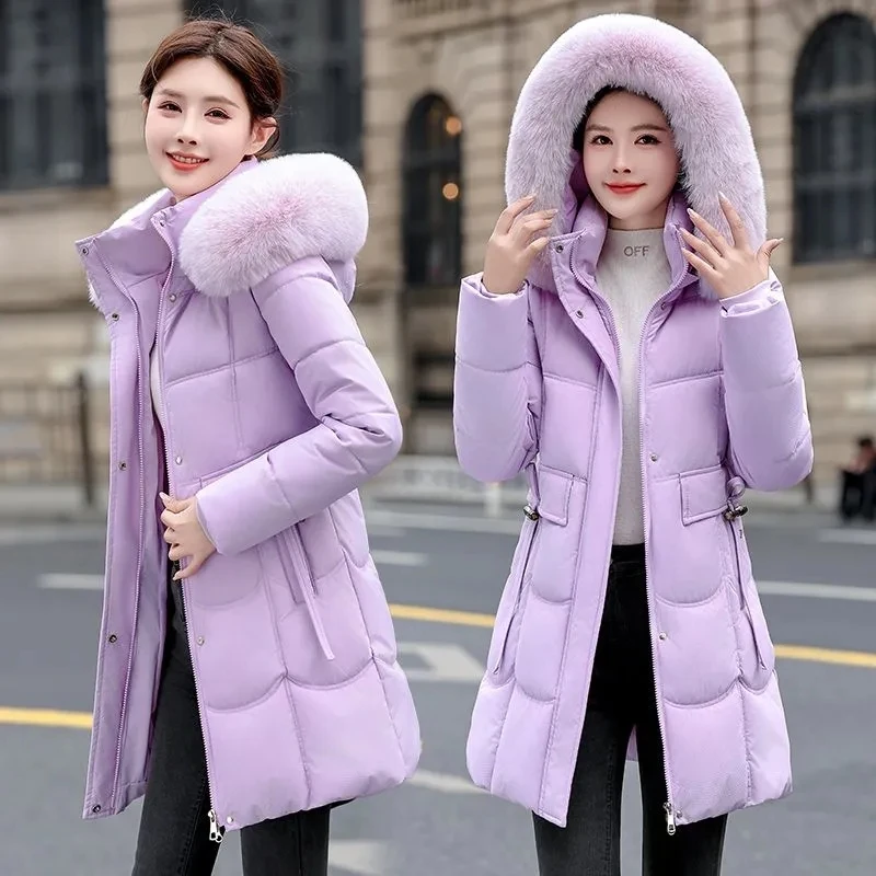 

Autumn Winter New Women Down Cotton Jacket Comfortable Elegant Parka Coat Loose Temperament Female Cotton Padded Outerwear