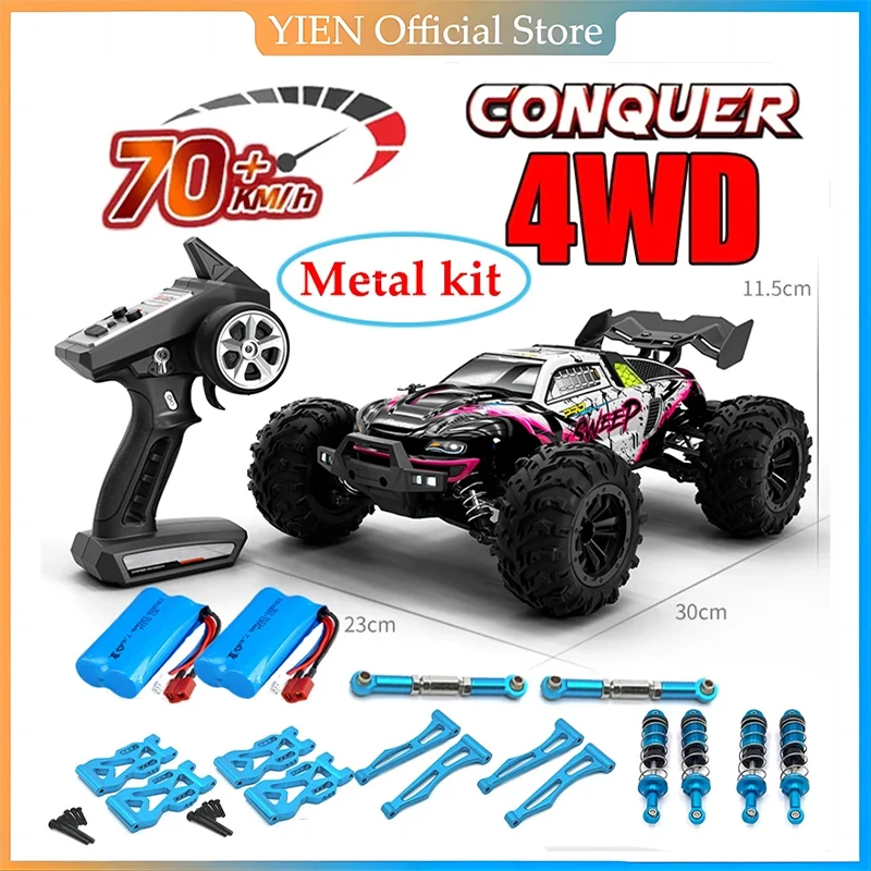 Rc Car Off Road 4x4 High Speed 70KM/H Remote Control Car with LED Headlight Brushless 4WD 1/16 Monster Truck Toys for Boys Gift