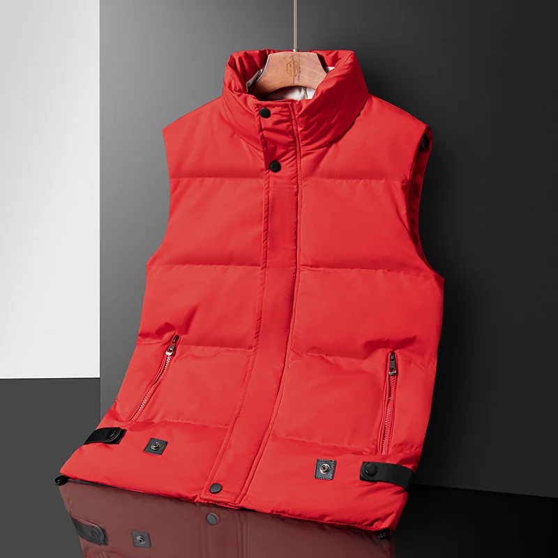 

Сплошной цвет с воротником-стойкой, мужской хлопковый жилет, ветрозащитная утолщенная теплая одежда, высокое качество, модный повседневный стиль, Roupas Masculinas