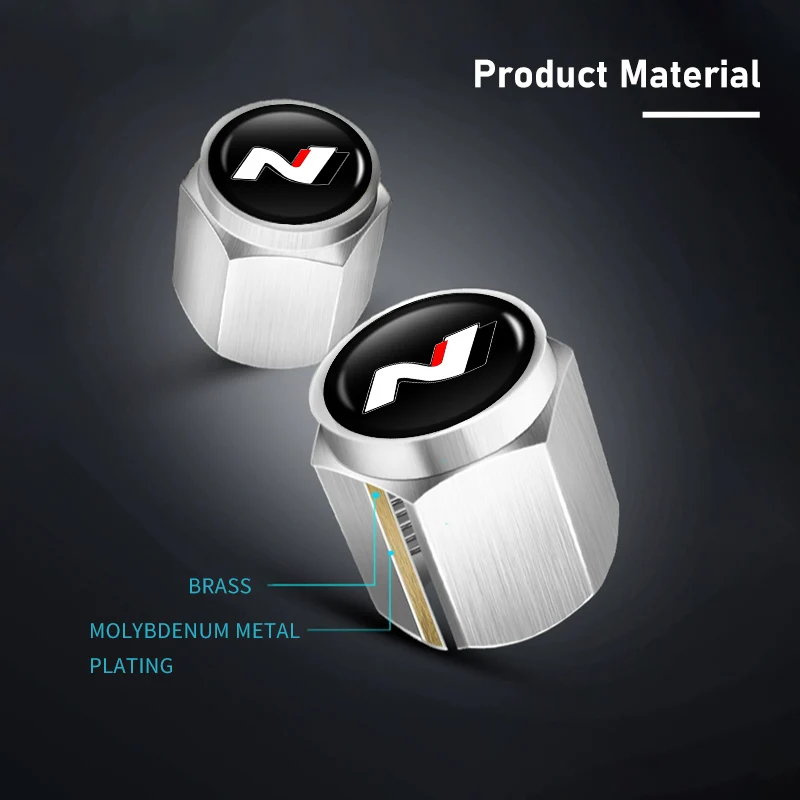 Car Wheel Tire Valve Cap Dustproof Waterproof cover Accessories For Hyundai N Line i20 i30 Sonata Tucson Azera Elantra Veloster