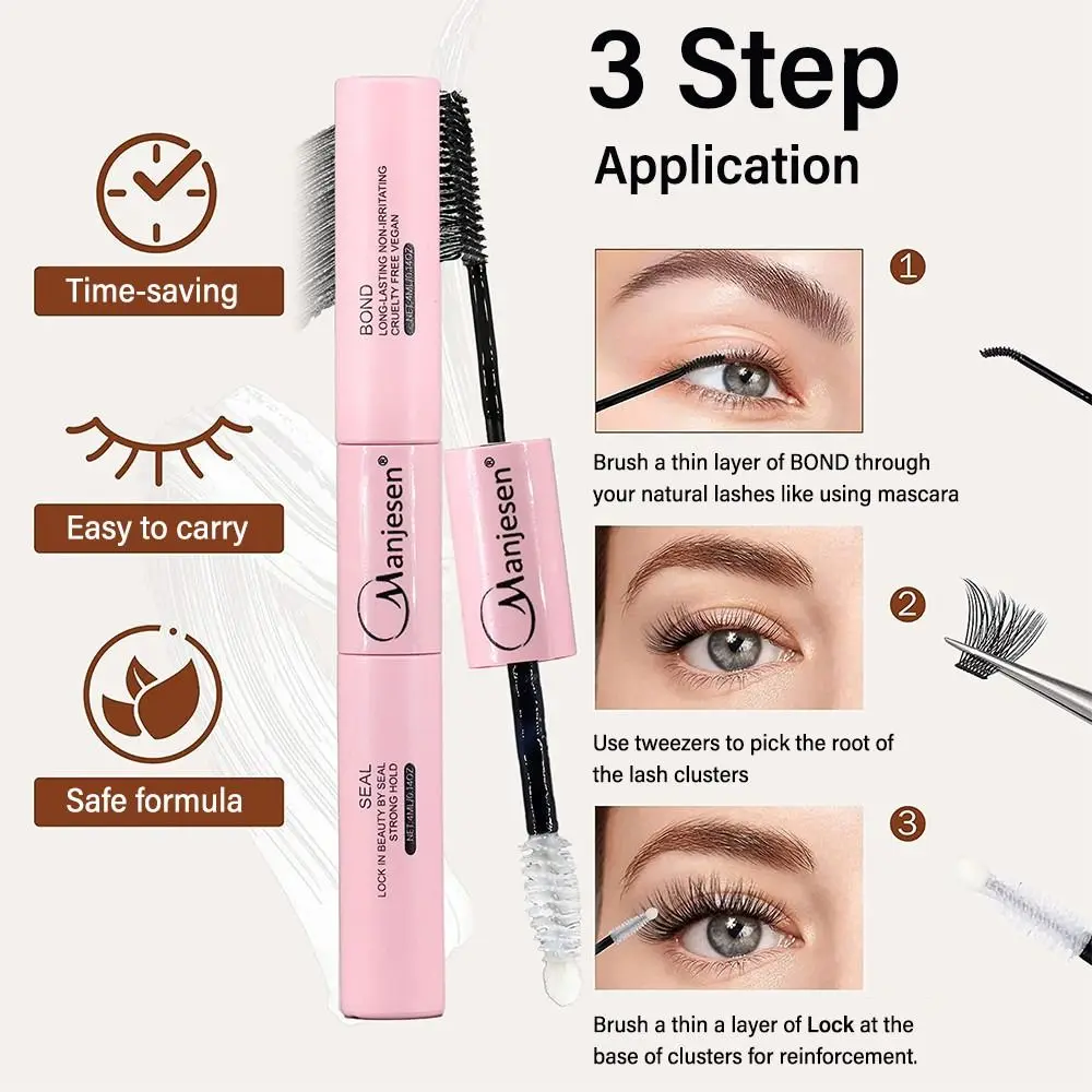 Self Application DIY at Home Individual Lashes Kit Natural Look Wispy with Lash Bond and Seal and Remover Lash Tweezers