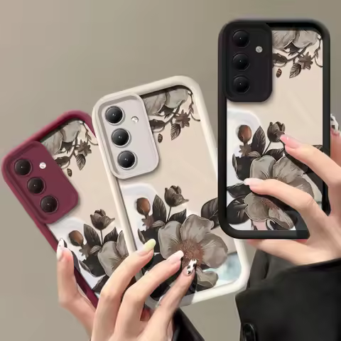 Cute Mirror Girly Case For Samsung Galaxy Note S21 FE S20 Plus 20 Ultra S22 Ultra Soft Silicone Shockproof Matte Flower Cover