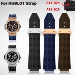 For HUBLOT BIG BANG Silicone Watchband  26x19mm  24x17mm Men Strap Watch Accessories Black brown blue Rubber Bracelet wristband