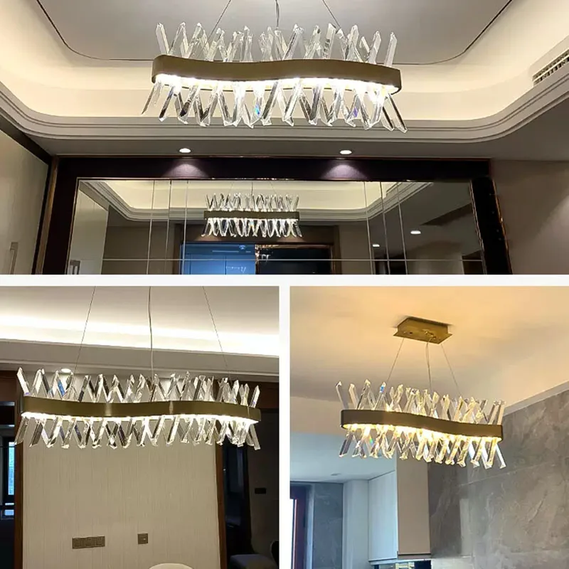 Luxury Modern Chandelier Kitchen Crystal led Light Living Room Decor Gold Hanging Lamp S Shape  Creative Design Indoor Lighting