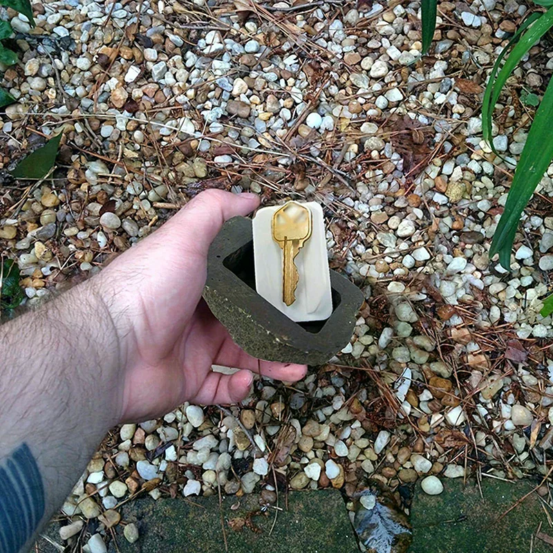 Resin Stone Key Box, Fake Rock Simulated Stone Key Box, Hidden Key Outdoor Waterproof Key Hidden Safe Storage Lock Box Lock Box