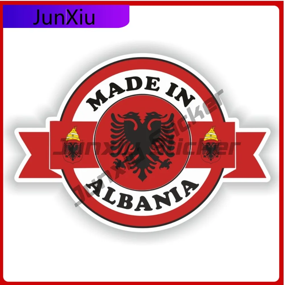 

Made In Albania National Flag With Emblem Sticker Graphic Car Decal For Cars Camper Sun Living Decals Adventure Motorcycle Stick