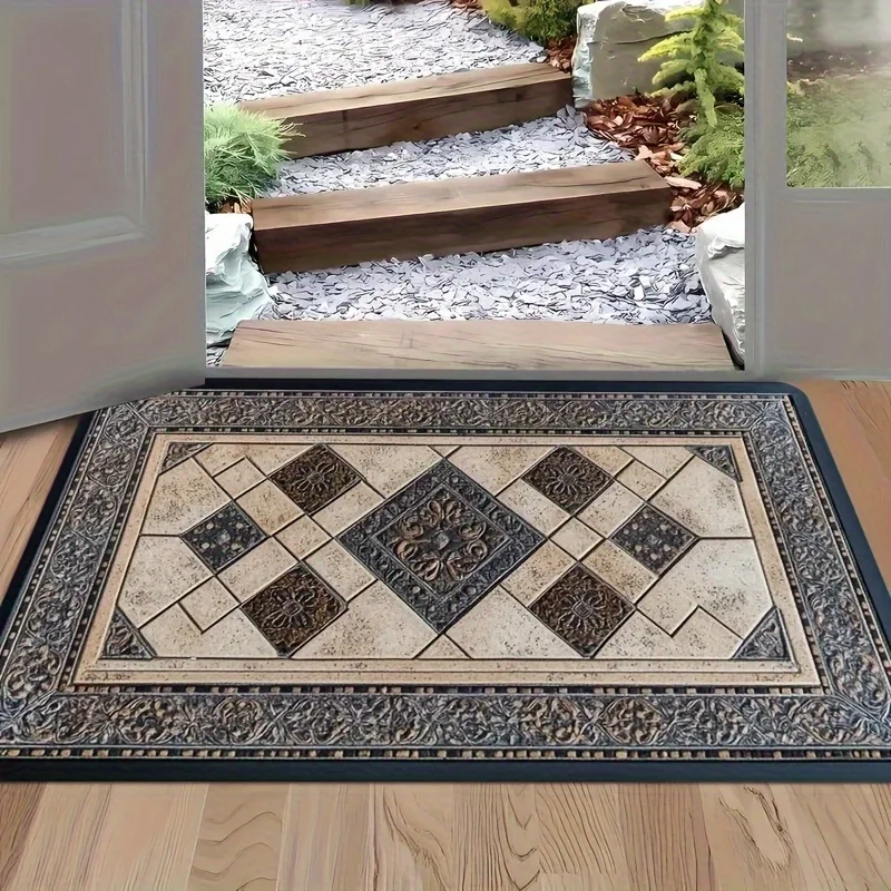 Vintage Moroccan Geometric Area Rug Classic Mediterranean Diamond Pattern Runner Durable Accent Mat for Hallway Entrance Living