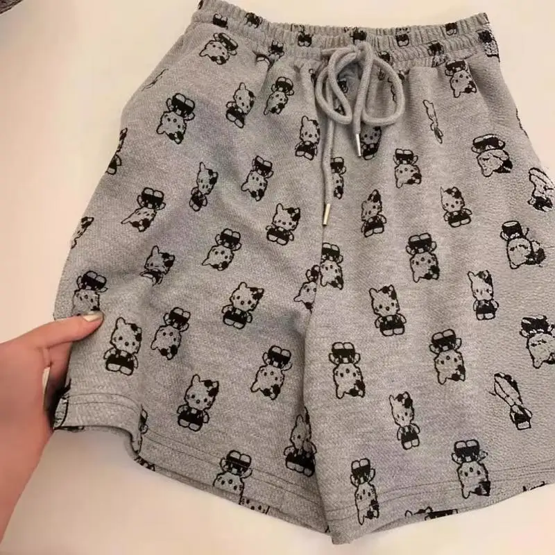 

Kawaii шорты Hello Kitty, пижамы, милые спортивные шорты для девочек, свободные домашние шорты с героями мультфильмов, летние повседневные удобные шорты с широкими штанинами и принтом