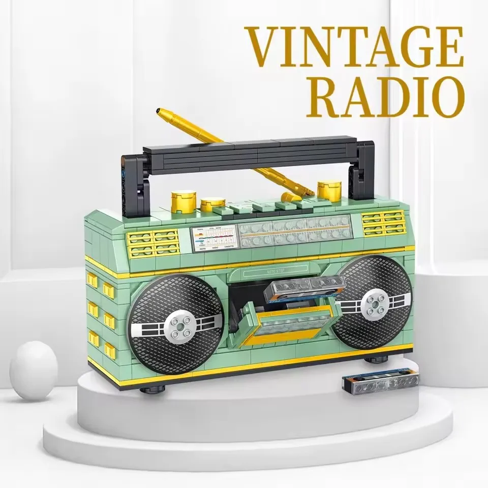 Retro Radio Classic Series Building Blocks Set Vintage Music Player Display Kit DIY Model Christmas Gift Toys