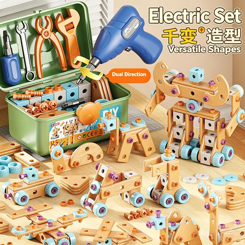 

190PCS Children's Repair Tool Set DIY Nut Manual Disassembly and Assembly Puzzle Simulation Tightening Tool Box Toy Gift