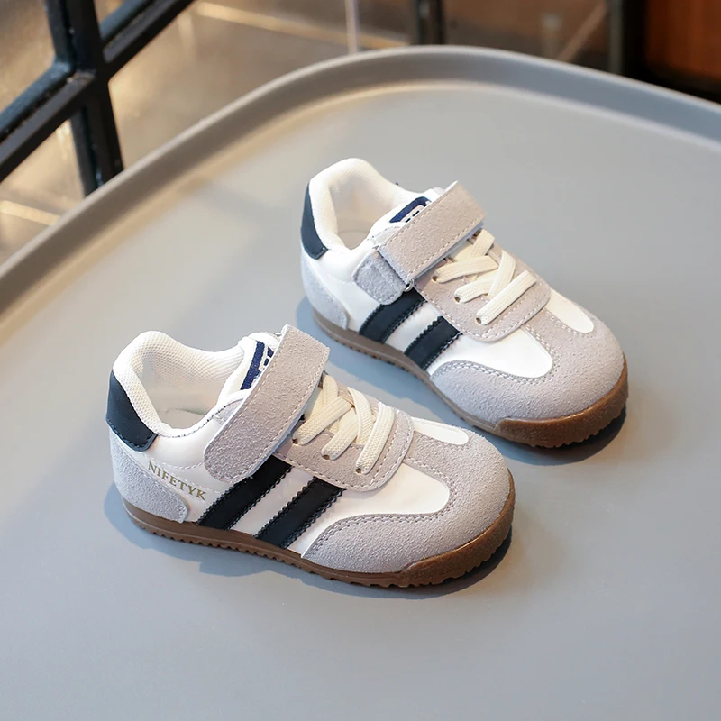 

Boys Girls Single Shoes Four Seasons Children's Sneakers 0-6 Years Old Beige Models Pink Hundred with Non-slip Kids Gump Shoes