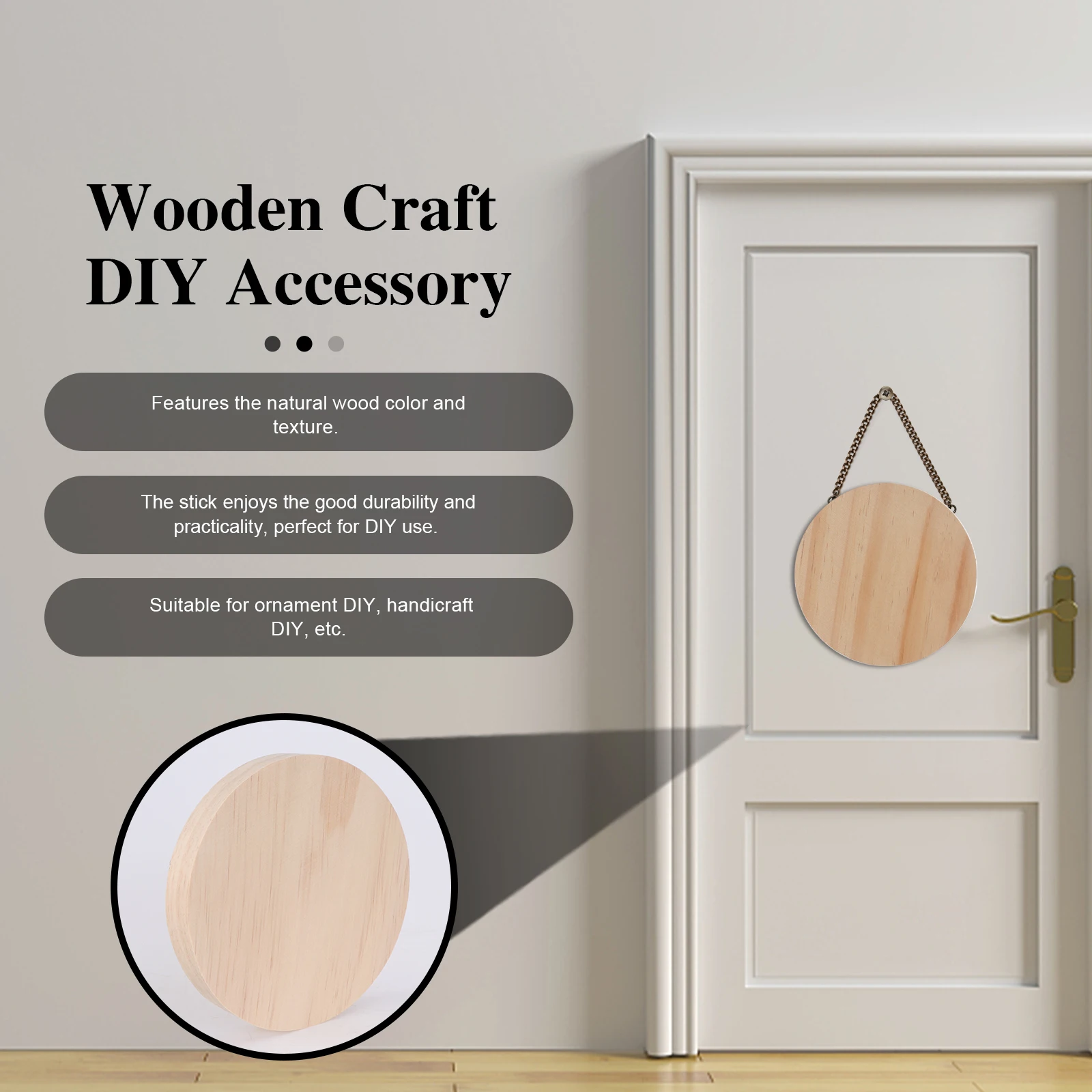 

5pcs Wooden Plate Round Board Craft Material DIY Accessories Natural Wood Color Texture Practical Durability Sewing Tools