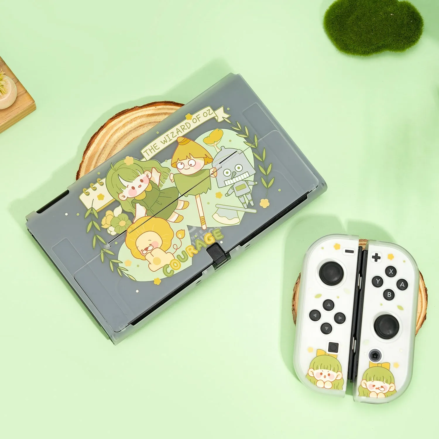 GeekShare-만화 닌텐도 스위치 OLED 보호 쉘, 포레스트 엘프 카와이 케이스, 스위치 OLED 분할 조이 콘 커버 PC 하드 케이스