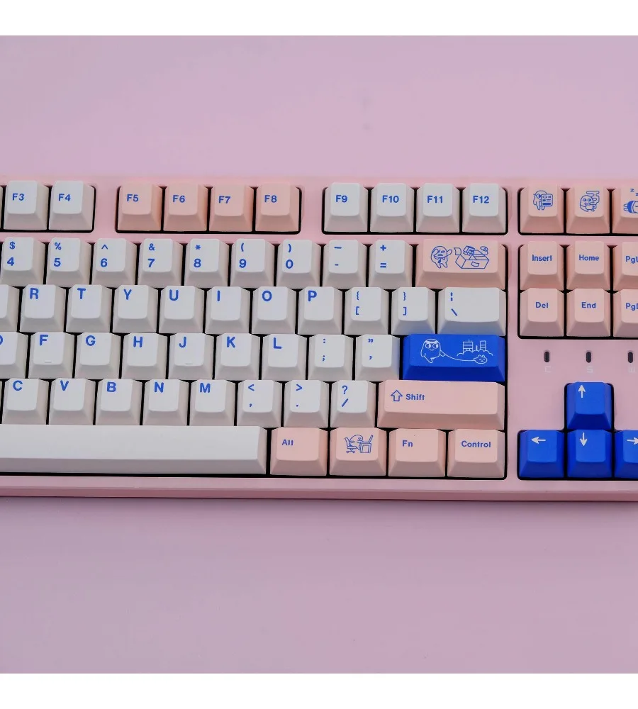 Keycap 129 keys PBT material Original height Five-sided sublimation process Suitable for a variety of mechanical keyboards