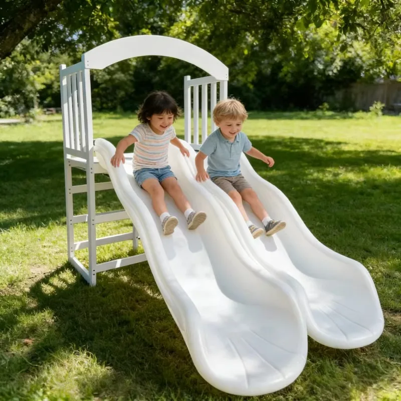 Hot Sale White Indoor Outdoor Playground for Kids Play Double Slide Party Birthday Rental White Slides Soft Play Slide for Event