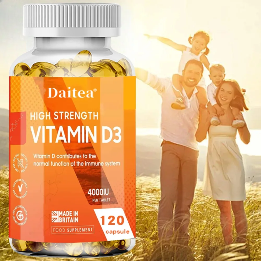 

Vitamin D3 Capsules - Promote Calcium Absorption, Promote Bone Teeth and Skin, Nerve, Heart Health, Support Immunity