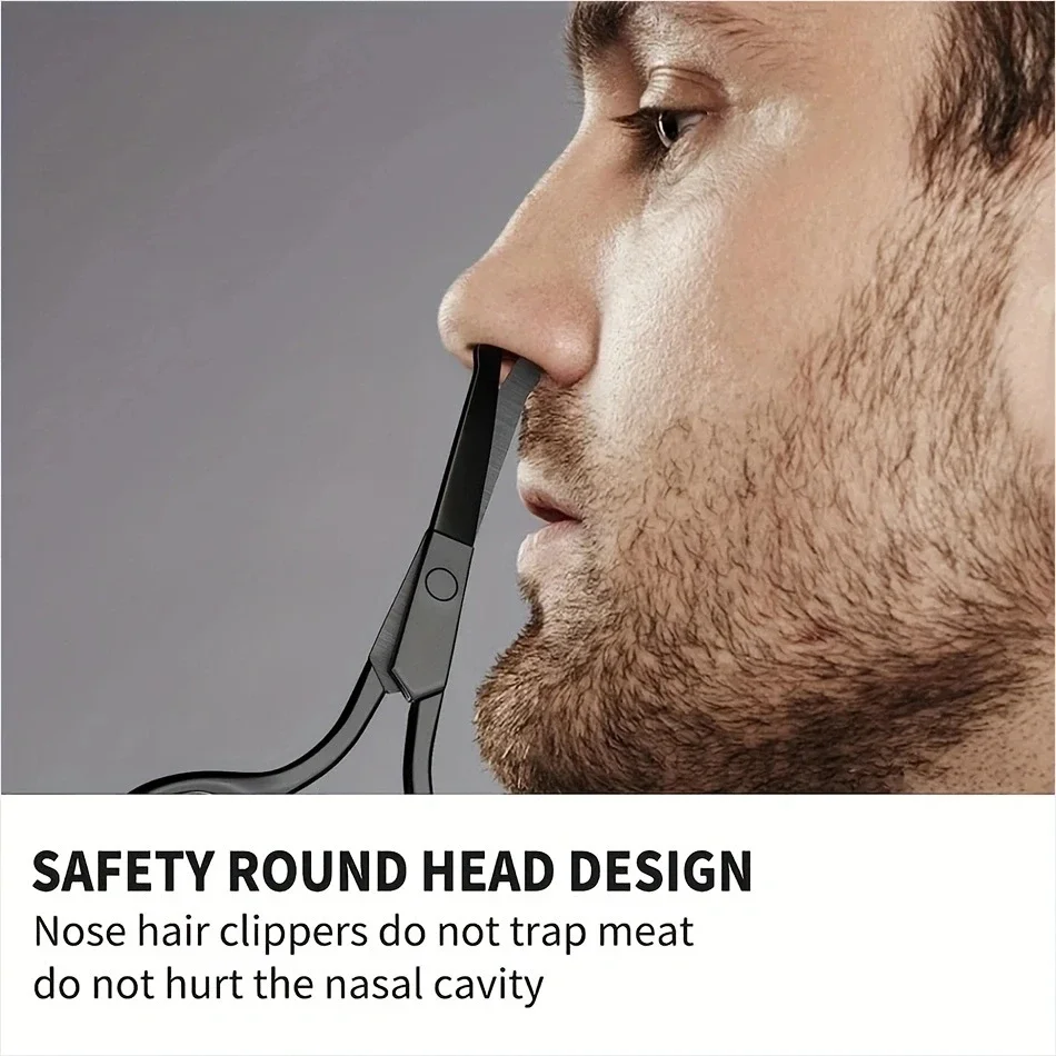 1 قطعة مرآة فضية فاتحة سوداء مستديرة الرأس سلامة الأنف مقص عر مقص محايد الفولاذ المقاوم للصدأ