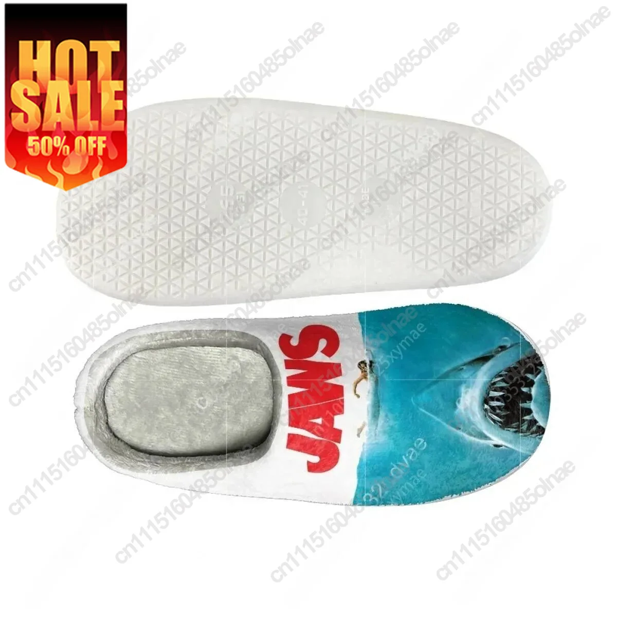 Sawtooth Shark Design Warm Cotton Slippers Print On Demand Casual Winter Home Shoes Fashion Comfortable Men Non-Slip Footwear