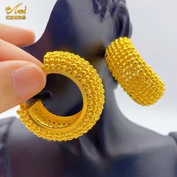ANIID Indian 24k Gold Color Hoop Earrings for Women Luxury Trendy Female Dubai Circle Big Earrings Statement Jewelry Party Gifts