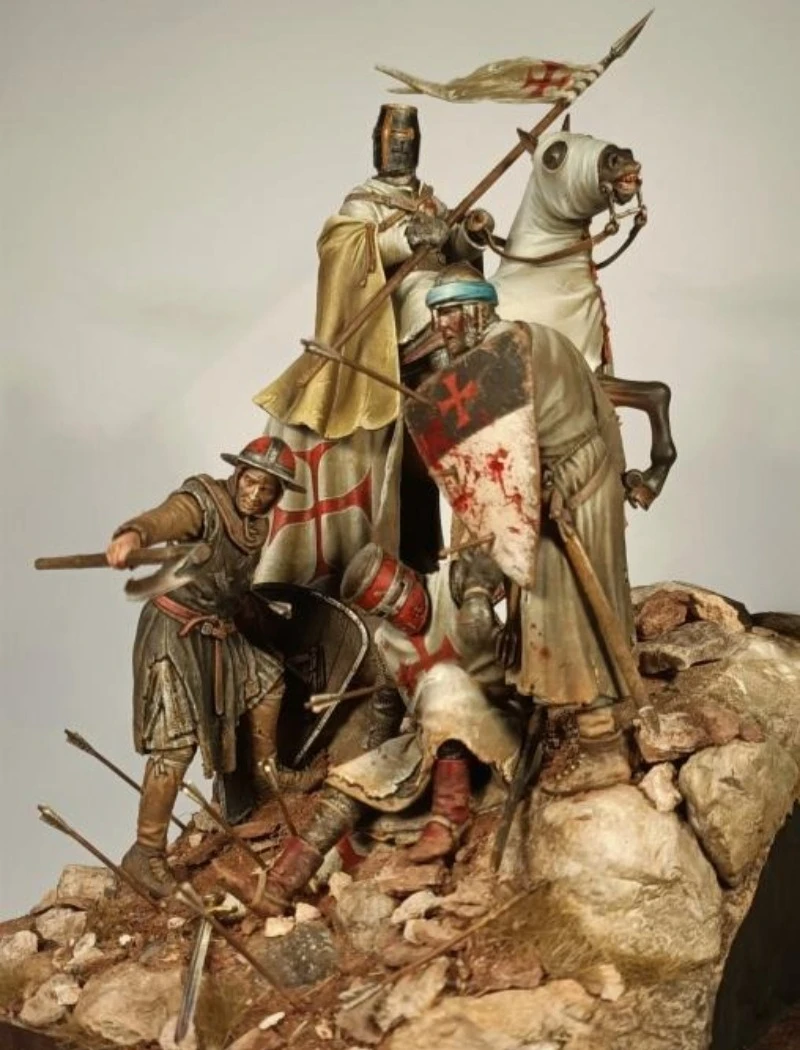 Kit de figurines en résine moulée sous pression, échelle 1/24, 75mm, Campaignes de croisades anciennes, jouets miniatures de loisirs, non assemblés, non peints, Diorama à faire soi-même