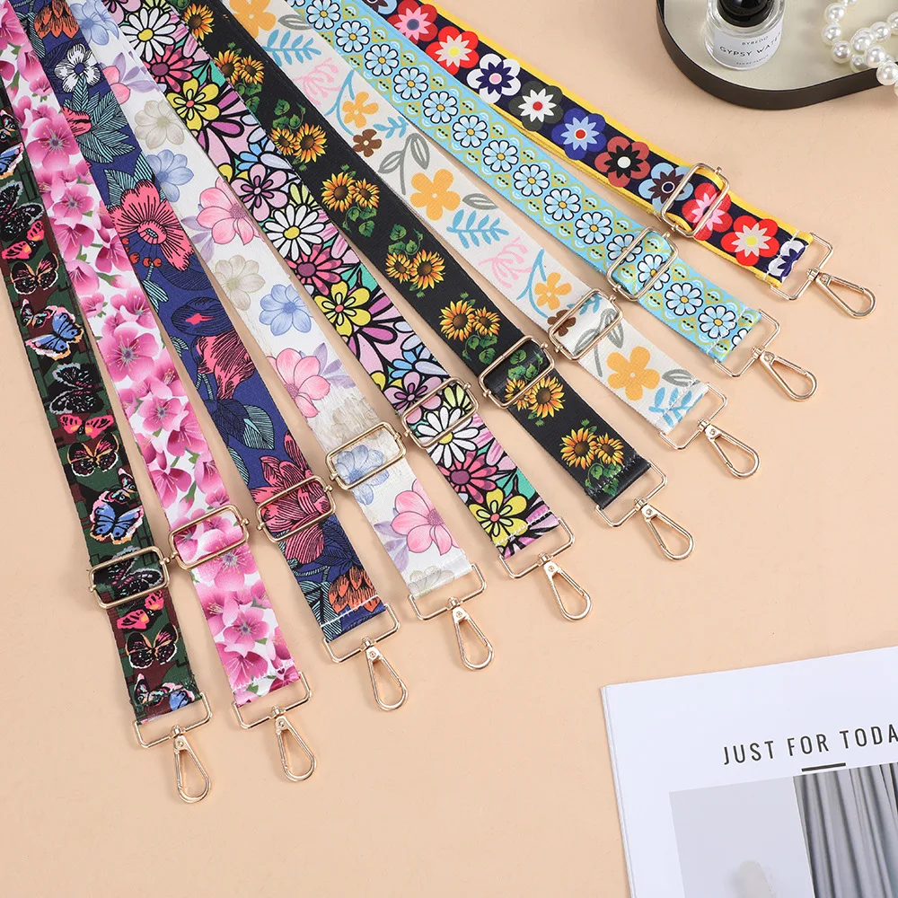 1 Stück 1,50 Zoll breiter, verstellbarer Handtaschenriemen, Ersatz-Umhängegurt, Schultergurt mit Magnolienmuster, Jacquard-Riemen