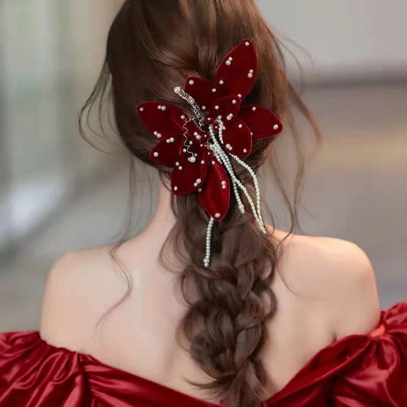 Acessórios para o cabelo de noiva casamento acessórios para o cabelo feminino noivado headpiece nupcial hairbands vinho tinto romântico jóias