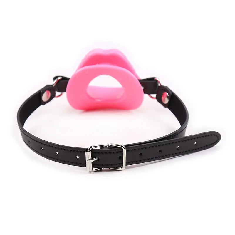 Palla per bocca in Silicone in pelle BDSM Bondage Lips Ring Open Gag Ball giocattolo erotico per schiavo adulto per coppie giocattoli giochi per