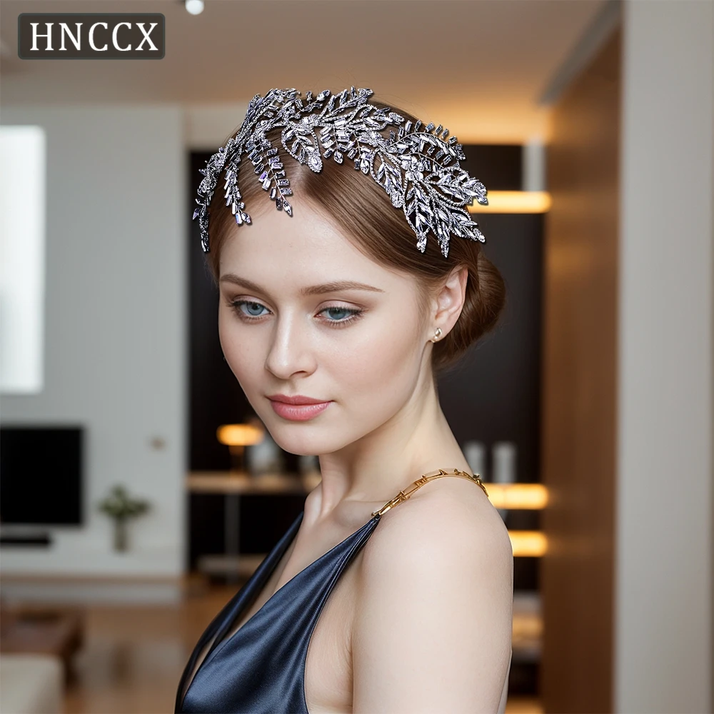 HNCCX Bridal Hair Accessories Headpiece Shining Rhinestone Handmade Hair Band Alloy Flower Headdress For Wedding Events CP468