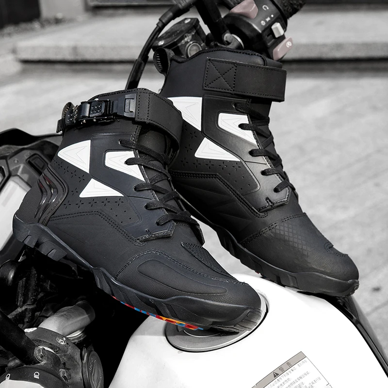 2026 New Motorcycle Boots Men Leather Motos Breathable Anti Slip Wear-resistant Riders Boots Motorbike Racing Ankle Length Shoes