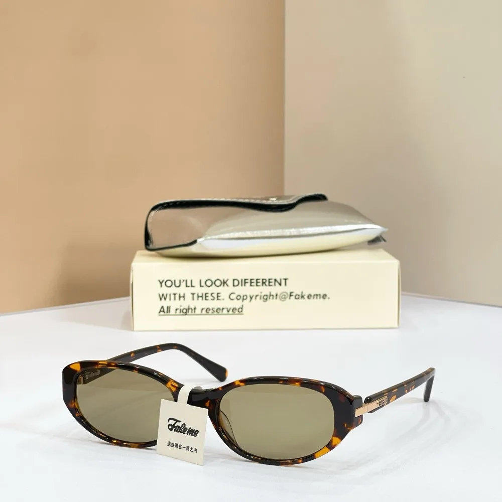 Fakeme Winny Retro Narrow Oval Acetate Sunglasses UV400 Y2K Trendy Vintage Fashion Eyewear Women Luxury Travel Outdoor Shades