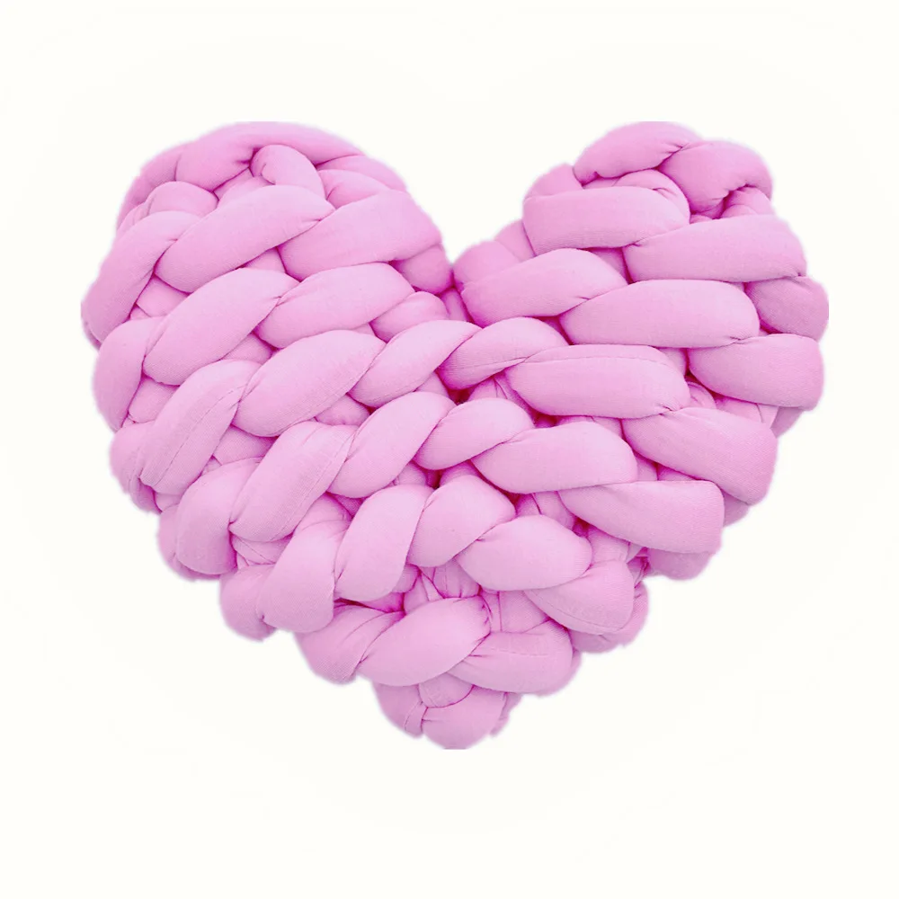 Pink Love Heart Knot Pillow Chunky Heart Shaped Knot Throw Pillow Cushion Sofa  Office Soft Cushion Home Decoration Girls Gift