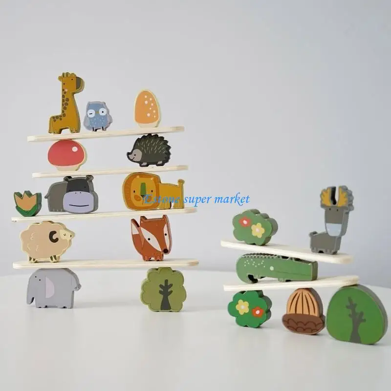 090B Houten Stapelen Kleurrijke Speelgoed Bouwstenen voor 1 2 3 Jaar Oude Peuters Educatief Peuter Voorschoolse Speelgoed