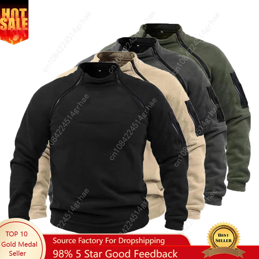 

Men's Windproof Coat Thermal Hiking Sweater Tactical Outdoor Polar Fleece Jacket Hunting Clothes Warm Zipper Pullover