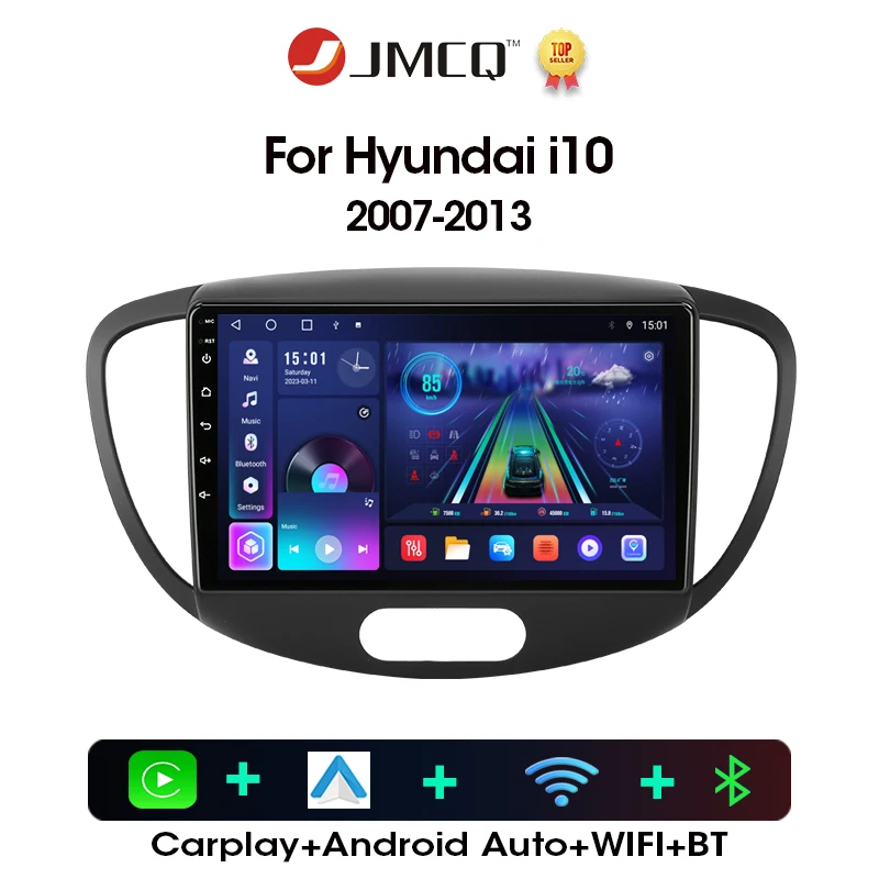 JMCQ 2 Din Car Radio For Hyundai i10 2007 2008 2009 2010-2013 Stereo Multimedia Player Android 12 4G GPS Navigation 2din Carplay