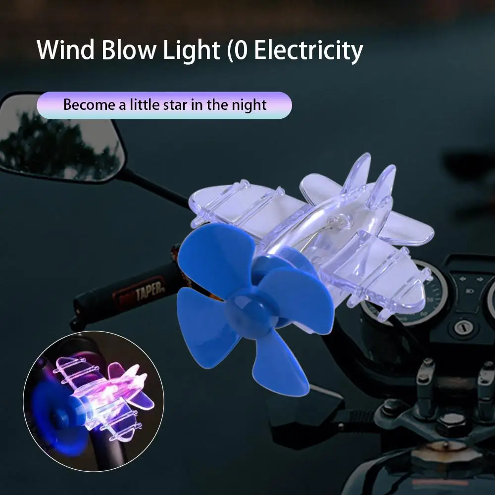 

New Wind Power Generation LED Light Warning Effect Safe Riding Small Airplane Ornament with Traceless Adhesive Mini Airplane