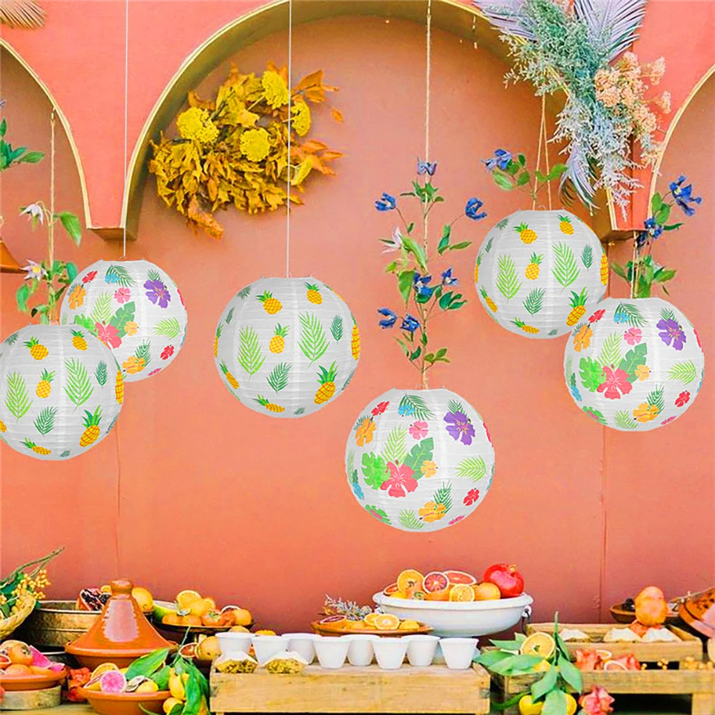 

6Pcs Paper Lanterns Beautiful Decorative Hanging Party Hawaiian Birthday Photo Props Colorful Festival Ornaments Practical