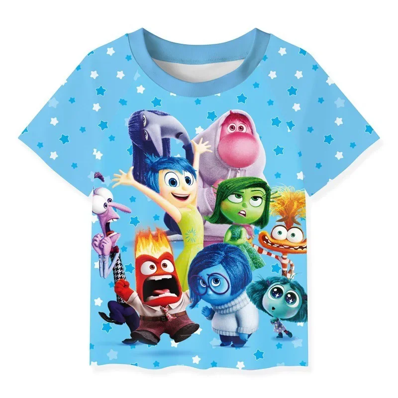 Summer Inside Out T Shirt Kids 2 Boys Cartoon T-shirt Short Sleeve Top Tee Short Sleeved Tops 2024 Girl Clothes for Ages 3-14