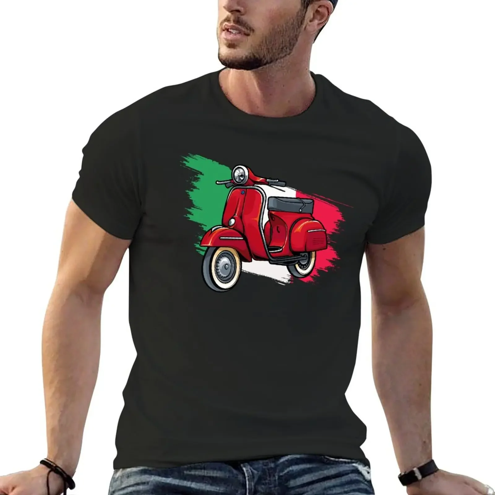 Italy Classic Scooter Moped Bike Retro Love Vintage T-Shirt graphic tee shirt hippie clothes Men's t-shirts