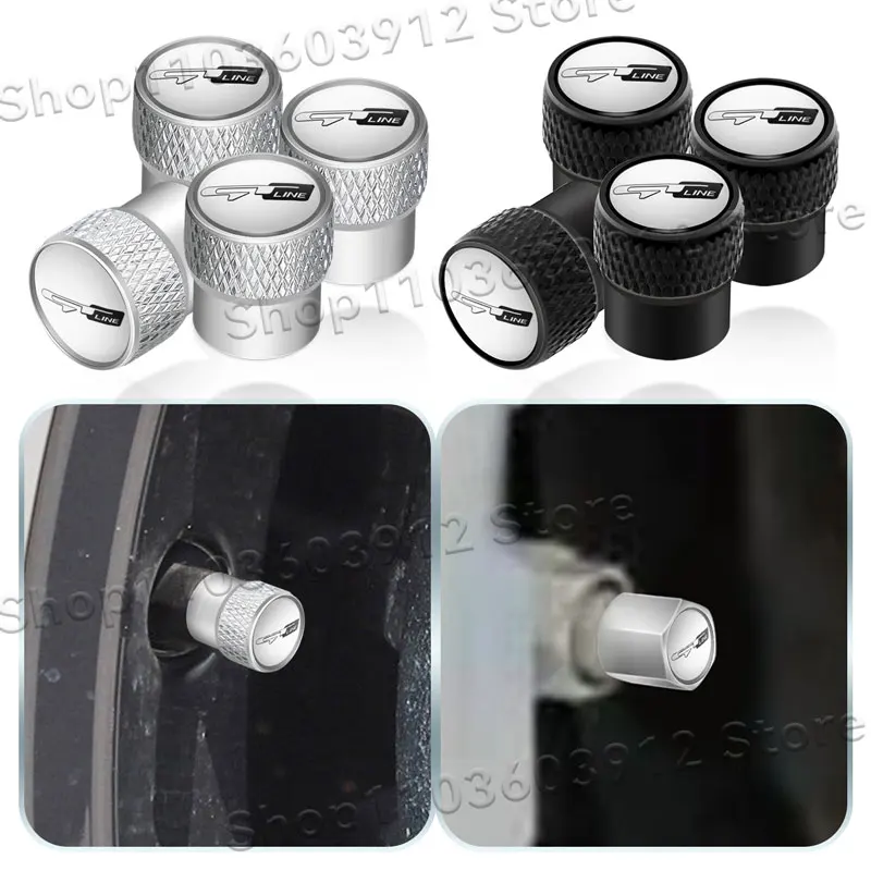 4pcs Car GT Line Logo Metal Decor Wheel Tire Valve Caps Tyre Stem Covers Airdust Waterproof For KIA Sportage Sorento Ceed Rio K9