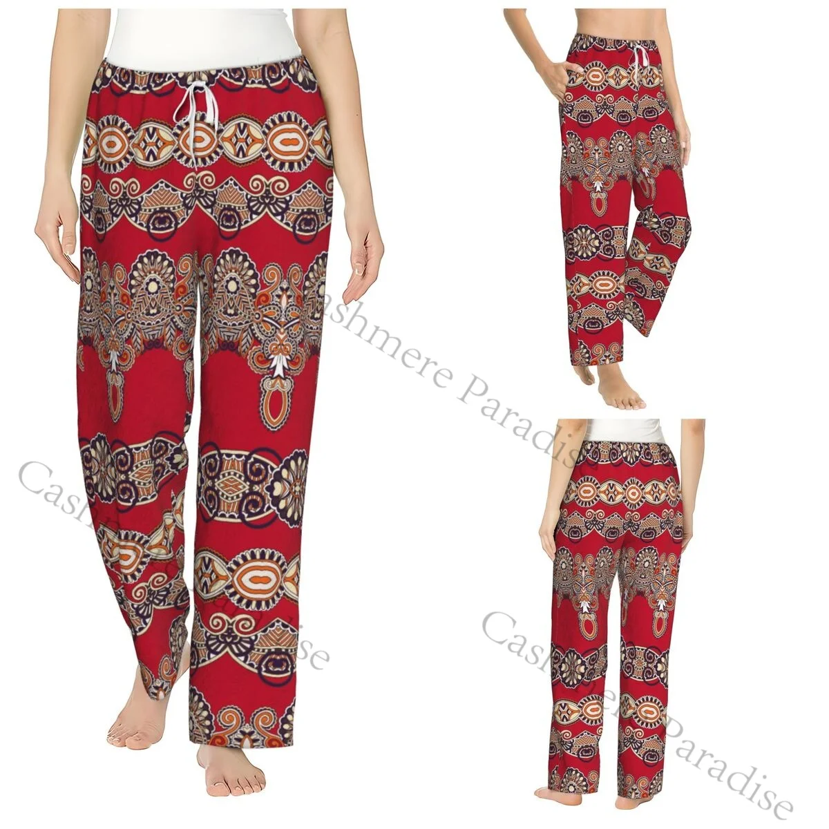 

A Colorful Pattern Flower Women Sleep Pants Warm Flannel Lounge Pants for Winter Nights