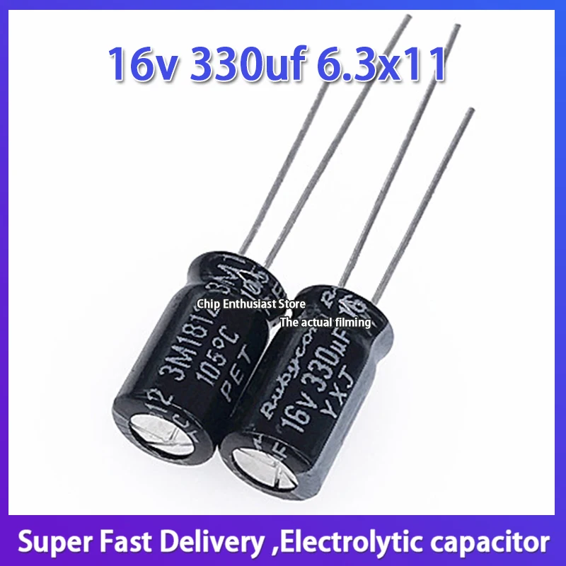 10PCS Rubycon Imported Aluminum Electrolytic Capacitor 16V 330UF 6.3x11 Ruby YXJ 16v330uf 6.3*11