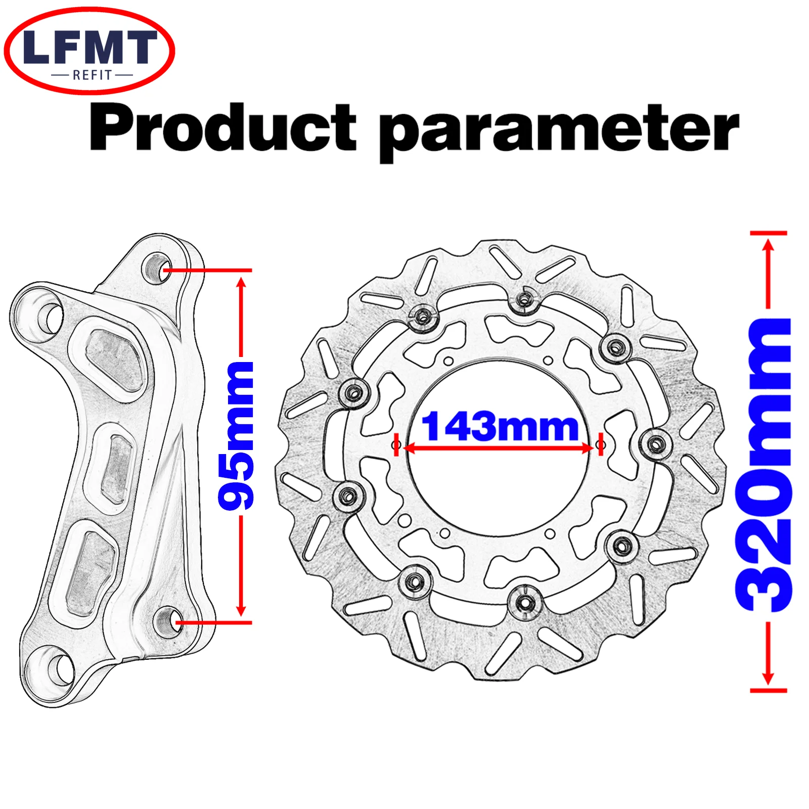 Motorcycle 320mm Front Floating Brake Disc Rotor For KTM EXC EXC-F SX SX-F XC XC-F XCW 125 150 200 250 300 350 450 500 1994-2023 view 2