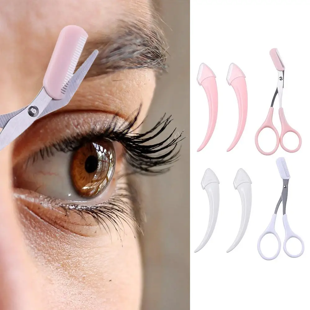 Peine cortador de cejas para depilación Facial, tijeras para cejas femeninas con peine, recortador de cejas, conjunto de herramientas de maquillaje