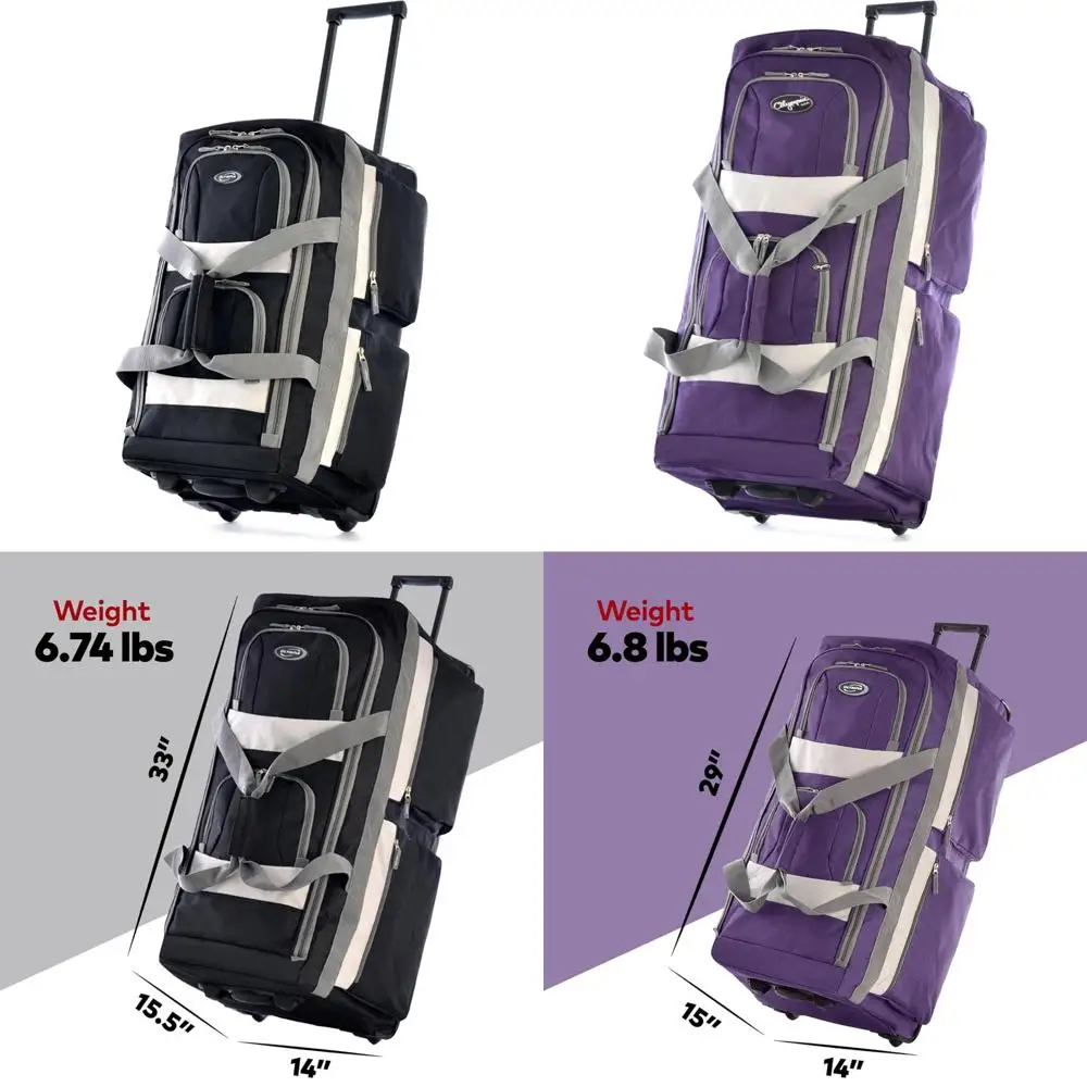 

Джамбо 33-дюймовая спортивная сумка на колесиках с 8 карманами, водонепроницаемая, легкая для путешествий и чемоданов