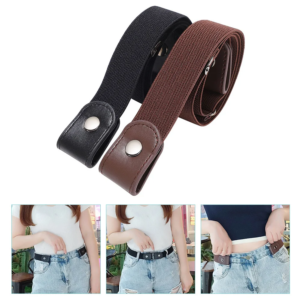 

2Pcs Invisible Waistband Belt No Buckle Elastic Waist Belt for Jeans Pants Dresses Soft Stretchy Mesh Waist Tightener for Family