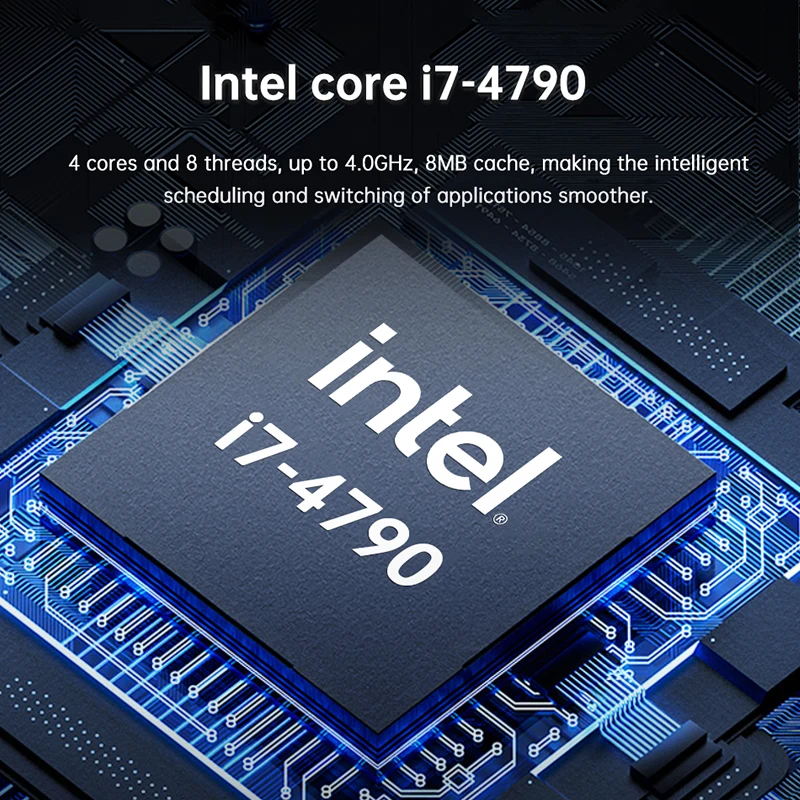 Mini PC MSECORE MV200 con Intel Core i7 E3, GTX1050TI, Windows 10, DDR3L, para juegos y uso en oficina, diseño compacto.