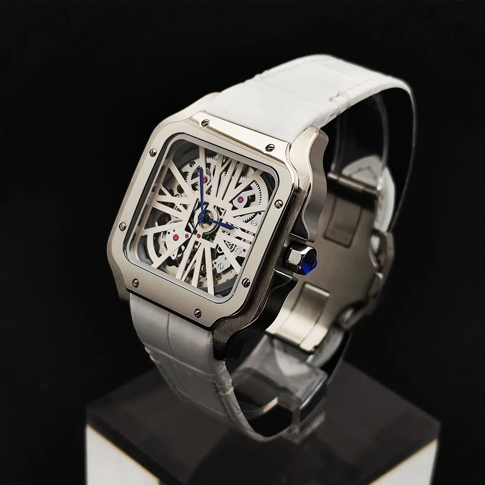 Men's watch NH70 watch automatic mechanical watch hollow Roman dial square dial folding buckle square case NH70 movement watch