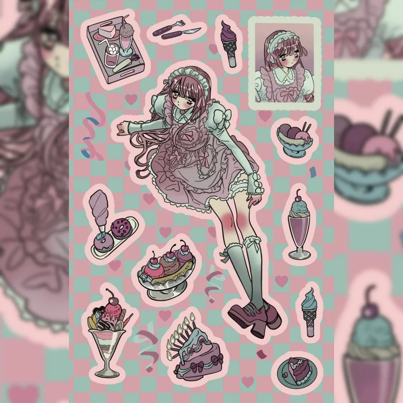 Korean DOMI Sticker Book Inner Page Character Stickers Sweet Cool Cartoon Girl DIY Decoration Handbook Diary Notebook Stickers