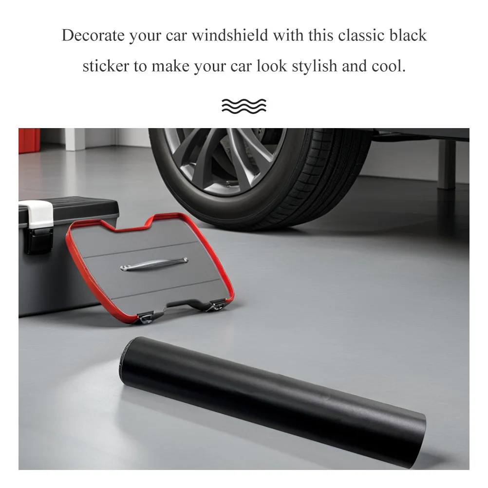 ملصق زجاج السيارة الأمامي كلاسيكي أسود PVC شريط حاجب من الشمس 130x20 سنتيمتر سهل التركيب الزجاج الأمامي ملصق فينيل للسيارة #3