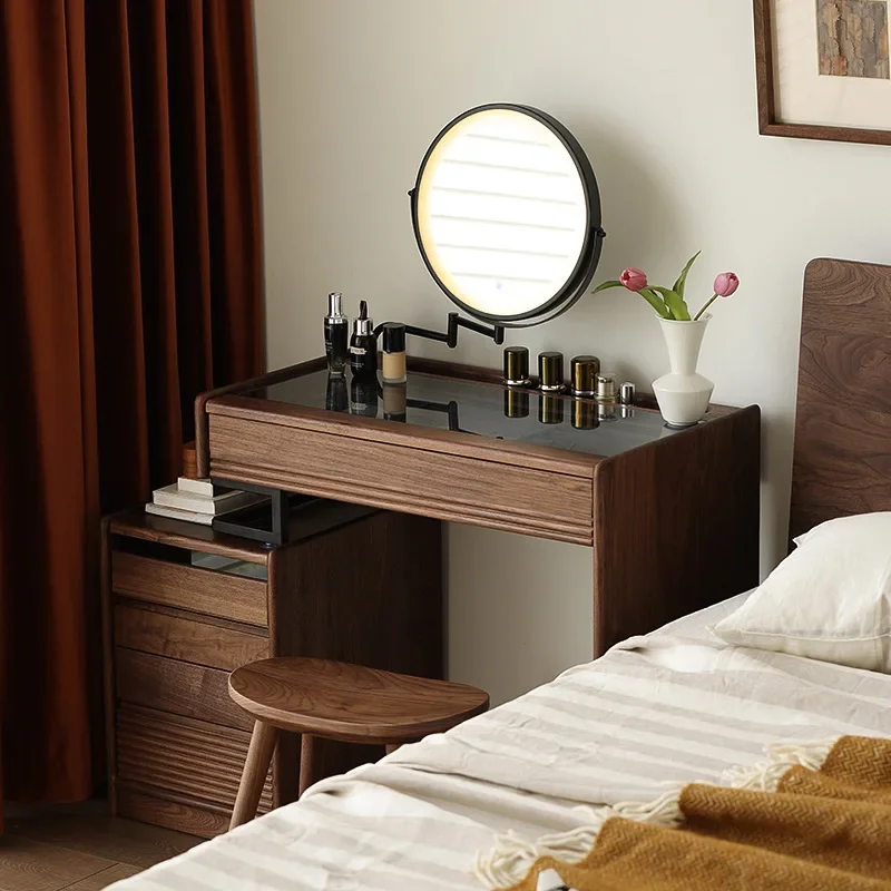 solid wood dresser South American walnut chest cabinet integrated American bedroom makeup table makeup table storage